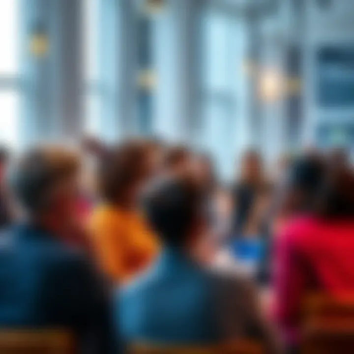 A group of diverse people sharing their thoughts during a discussion