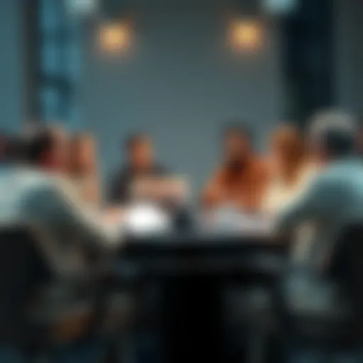 A group of people engaged in a conversation about differing opinions on a round table, showing varied expressions of thought and concern