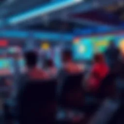 Group of people sitting at computers looking at Sweeps Casino websites