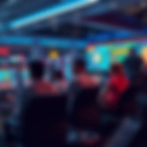 Group of people sitting at computers looking at Sweeps Casino websites