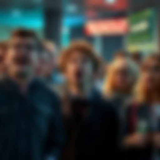 A group of people expressing surprise and disappointment in a public setting