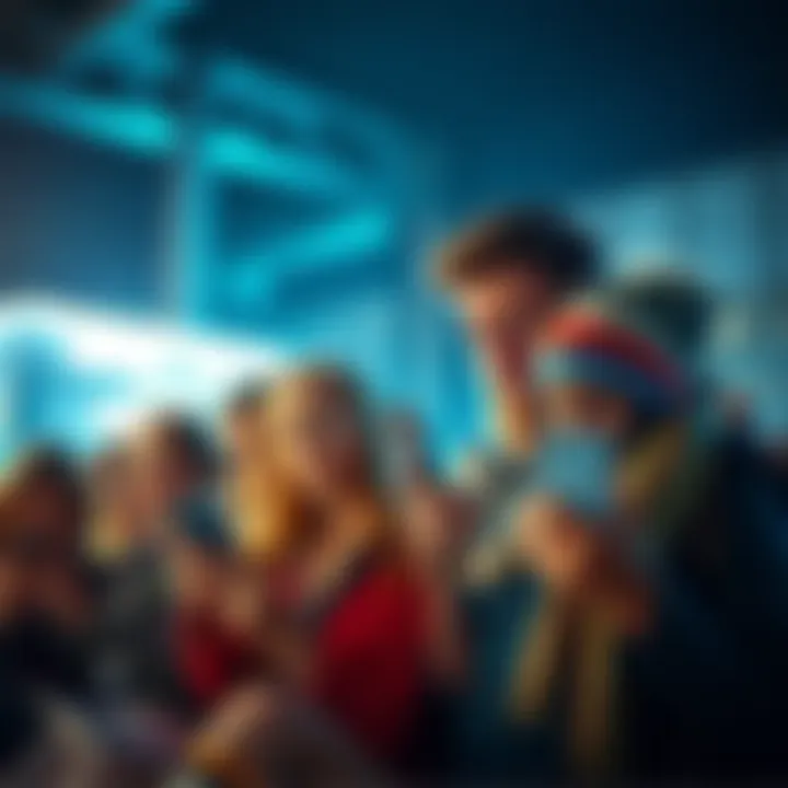 Group of people looking astonished while reading about Awfull on their phones