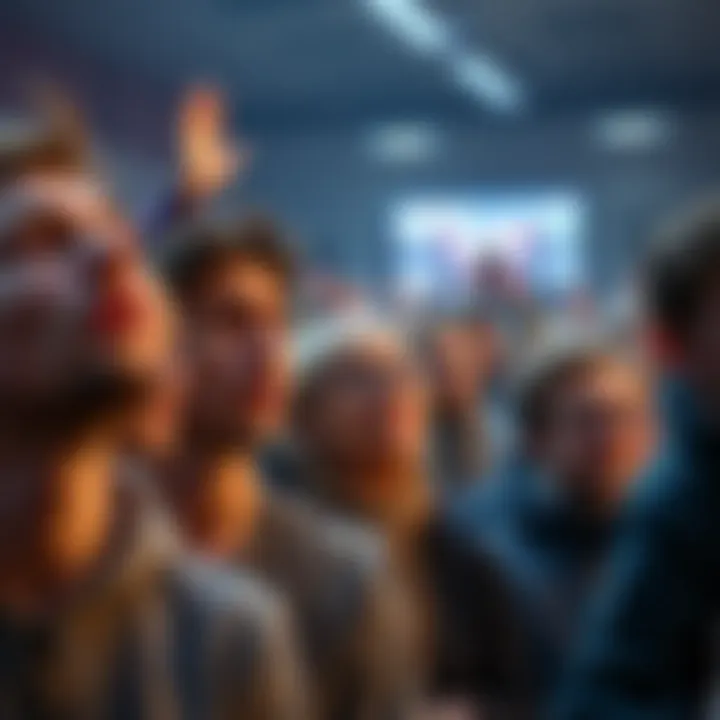 People reacting to events in 2026 Crowd of people showing mixed emotions in response to controversies in 2026