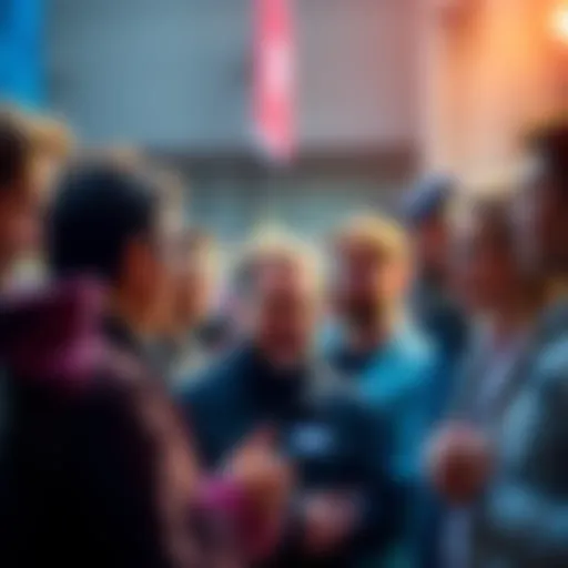 A group of diverse individuals discussing and sharing their thoughts