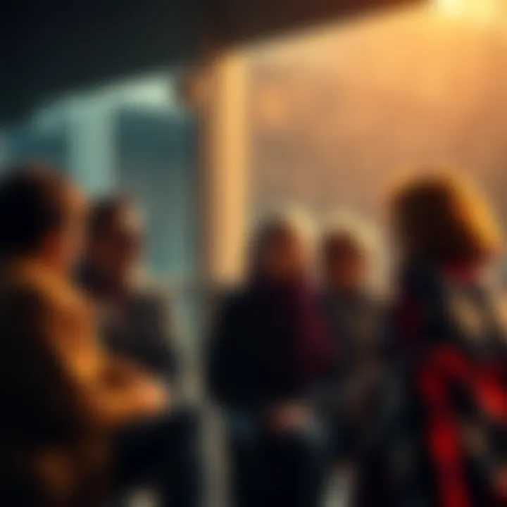 People sharing stories of loss A group of people sitting together, sharing their personal stories of loss and recovery