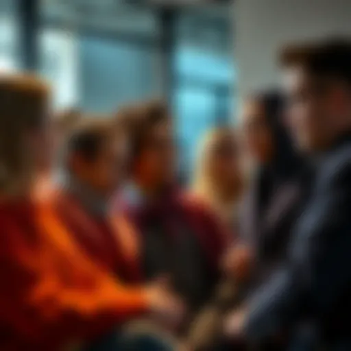 A group of diverse individuals discussing their opinions on current topics