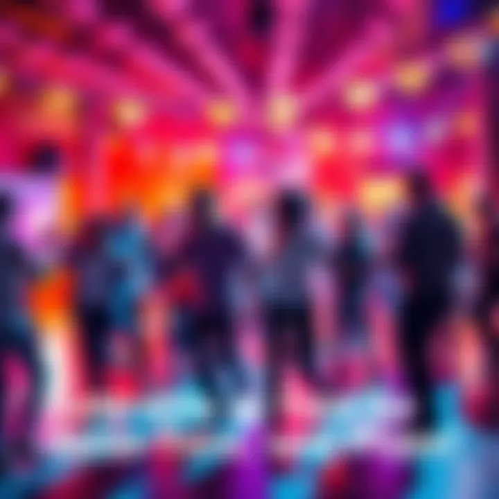 People dancing Salsa A lively group of people joyfully dancing Salsa in a colorful setting.