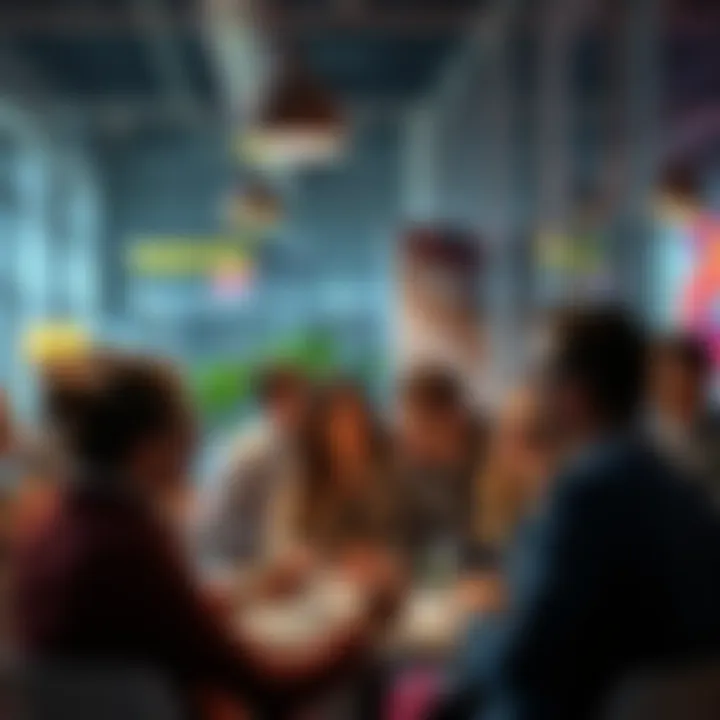 A diverse group of people engaged in a lively discussion sharing new insights