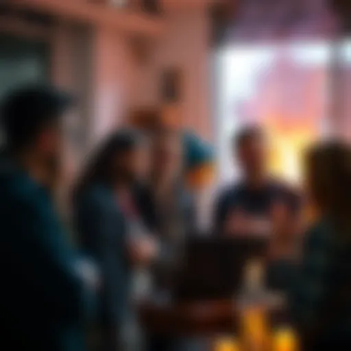 Group of people engaged in a discussion about their favorite projects, with some showing enthusiasm and sharing ideas.