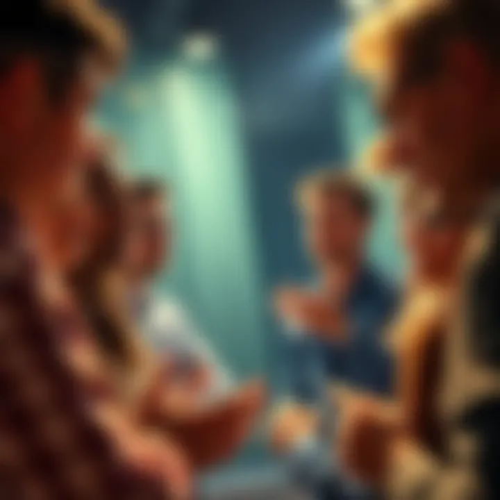 A diverse group of people engaged in a conversation about truth, sharing their opinions and beliefs.