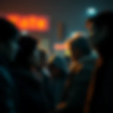 A group of people experiencing a moment of sadness and connection, conveying deep emotions.