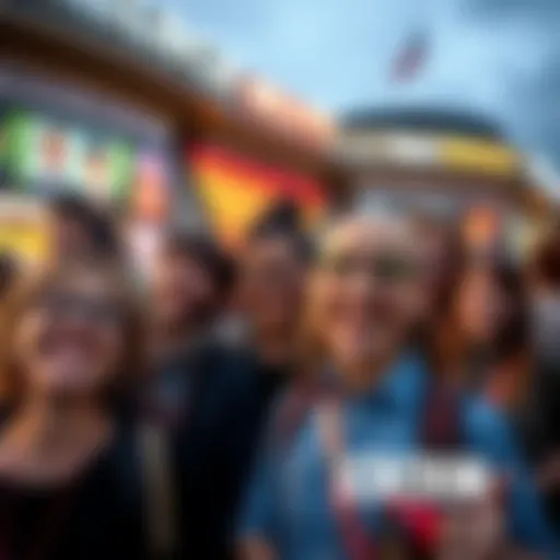 A group of people smiling and having fun at the BBC, surrounded by attractions and events