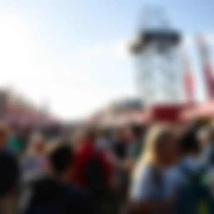 Crowd participating in outdoor activities and events on a sunny day