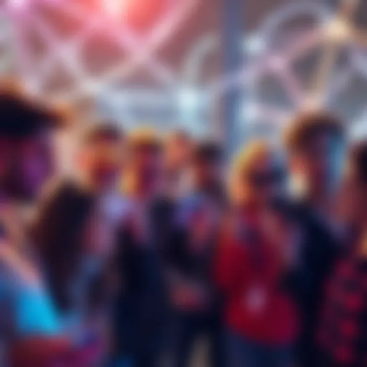 A diverse group of people engaged with various gadgets and technology, showcasing their passion for innovation.