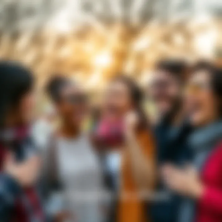 A group of diverse people enjoying a moment of laughter and connection outdoors