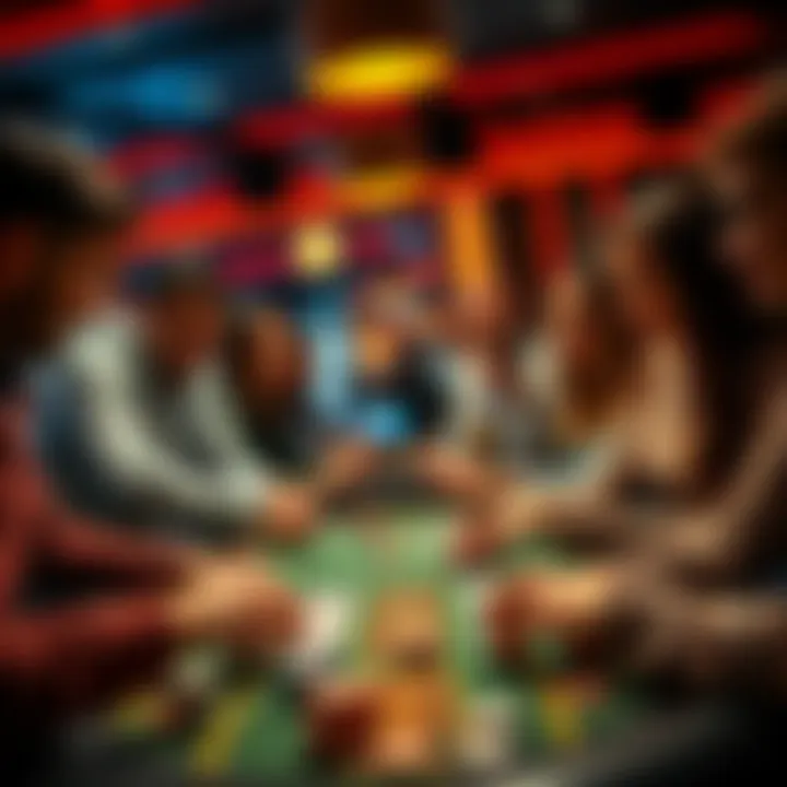 People Playing Casino Games A group of people gathered around a casino table, excited and hopeful while playing games, looking at the cards and chips with anticipation.