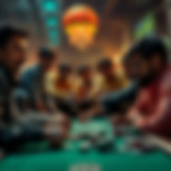 Group of people engaged in a poker game in a lively setting in India