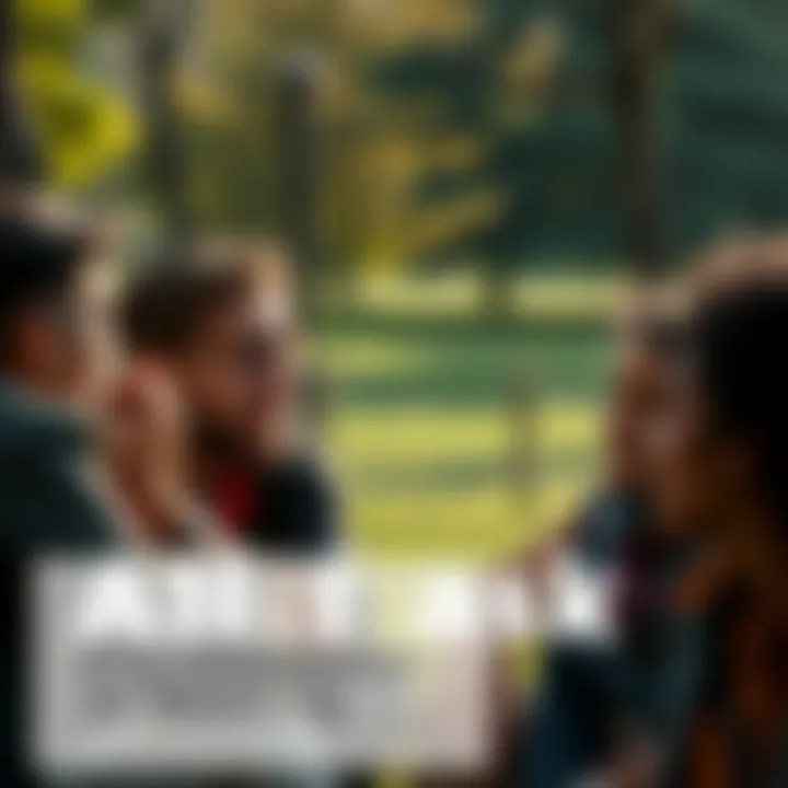 A group of diverse people sitting together, thoughtfully discussing their life goals and wishes, with a serene park backdrop.