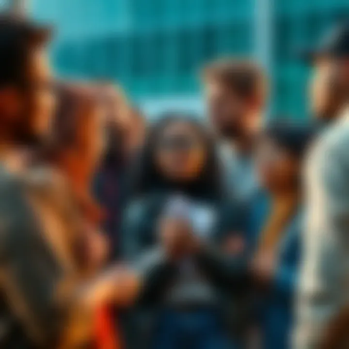 A group of diverse individuals discussing options for support during difficult moments