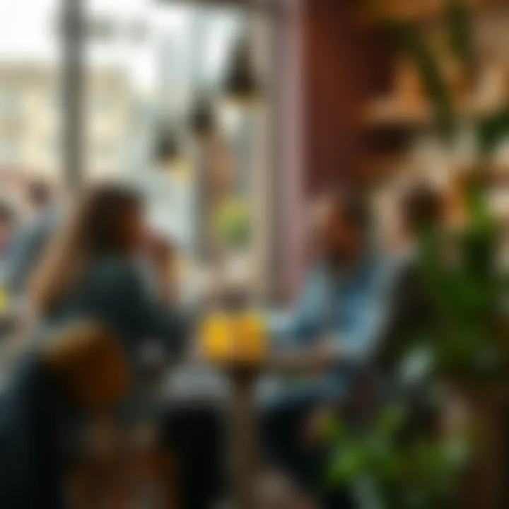 A group of people discussing their week while sitting together in a cozy café