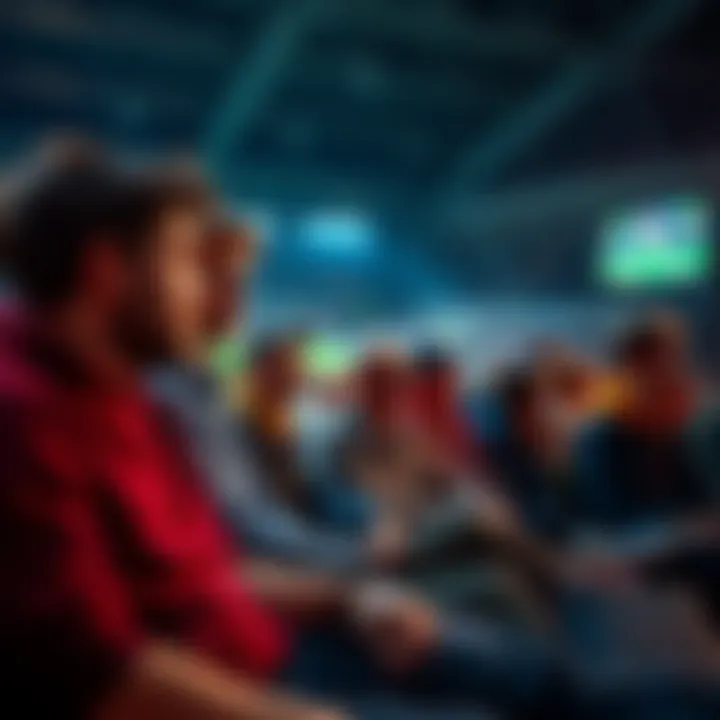 A group of people sitting together, appearing disinterested while watching a game on television