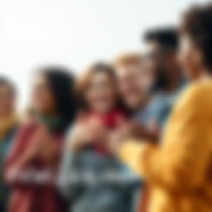 A group of diverse people smiling and exchanging good luck wishes, symbolizing support and motivation