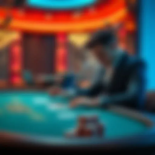 A person seated at a poker table, focused on adjusting settings to manage BB postings, with cards and chips visible on the table