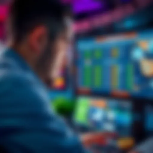 A person looking at a computer screen showing various betting options and websites, representing reliable credit bookmakers.