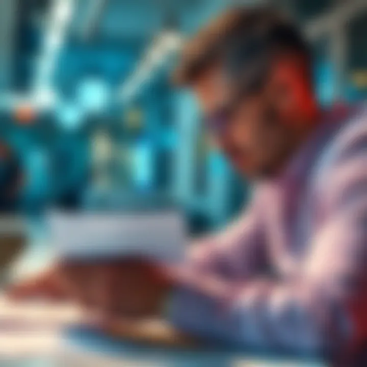 Individual reviewing documents and bank statements related to online sweepstakes earnings