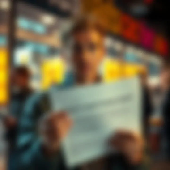 Person asking for money back Individual looking concerned while holding a letter about a financial request