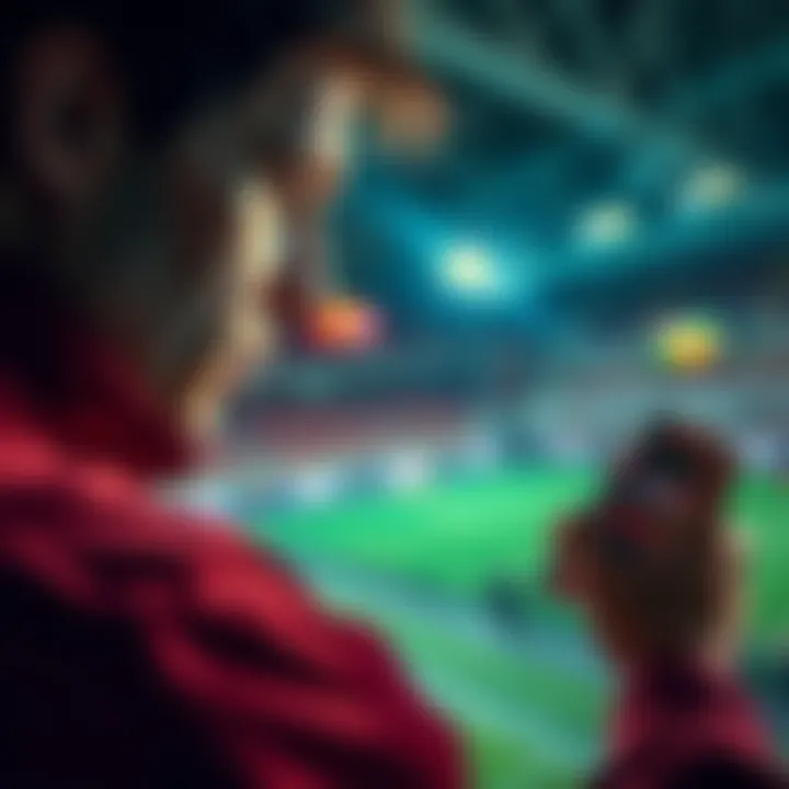 A person looking at a sports betting app, contemplating a wager on a mobile device