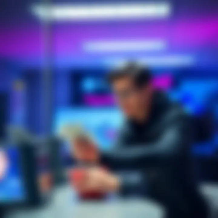 A person is at a bank counter, handing over cash to a teller while looking concerned about their deposit.