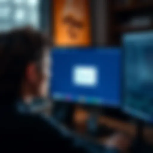 A person staring at a computer screen showing an empty email inbox, looking puzzled