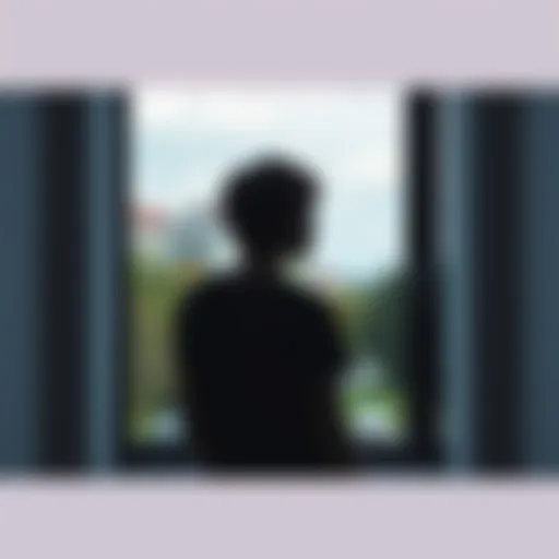 A person gazing through a window, reflecting on their life after facing losses and seeking new beginnings.