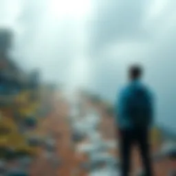 A person looking at a rocky path with obstacles, symbolizing challenges in achieving success