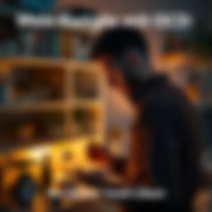 Individual tidying up and arranging objects on a shelf, representing daily challenges faced with OCD