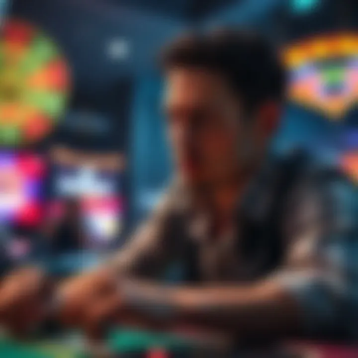 A person breaking free from a negative gambling mindset, showing determination and strength while engaging with a game, symbolizing change and empowerment.