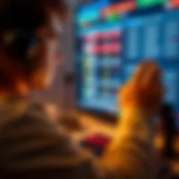 Person placing a bet A person looking at a computer screen with betting odds and making a decision