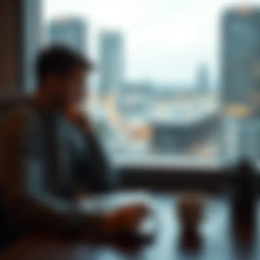 A thoughtful individual sitting at a table, reflecting on choices with a notepad and coffee, symbolizing intuition in decision-making.