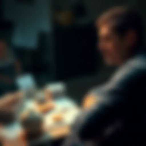 A person sitting quietly with a determined expression, surrounded by notes and reminders of their commitment to stay away from gambling, symbolizing their journey toward overcoming addiction