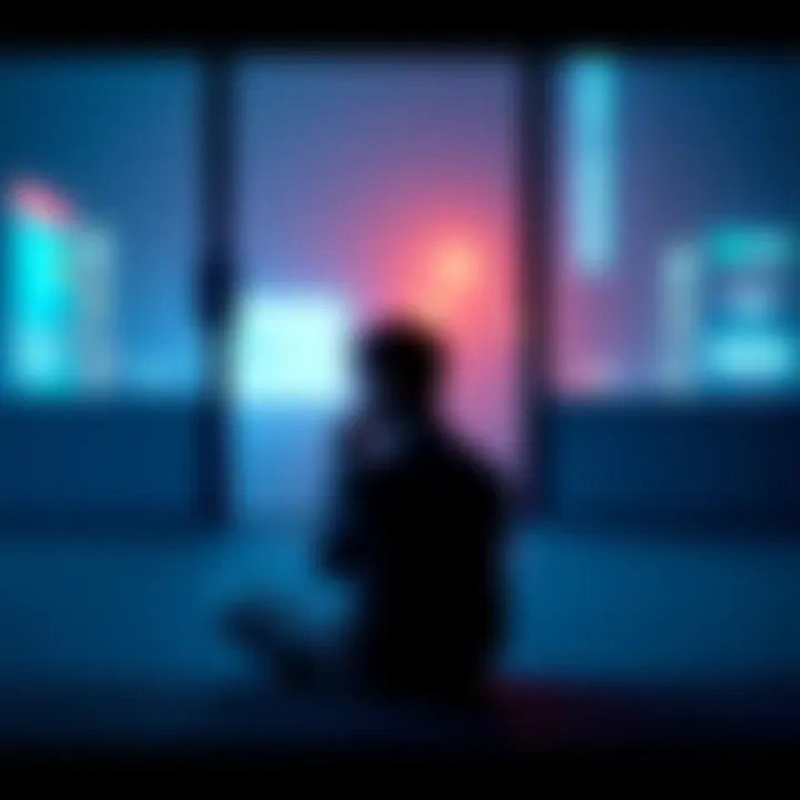 Individual sitting alone, deep in thought, contemplating the impact of societal labels on their mental well-being.