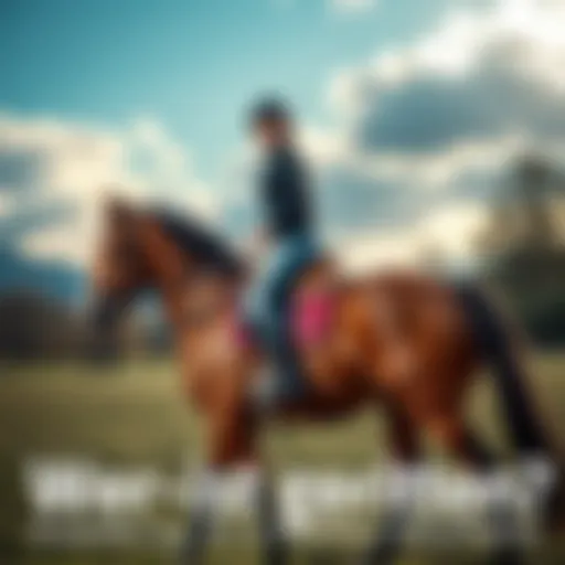 A person dressed in riding gear on a horse in a scenic outdoor setting, showcasing the joy of riding