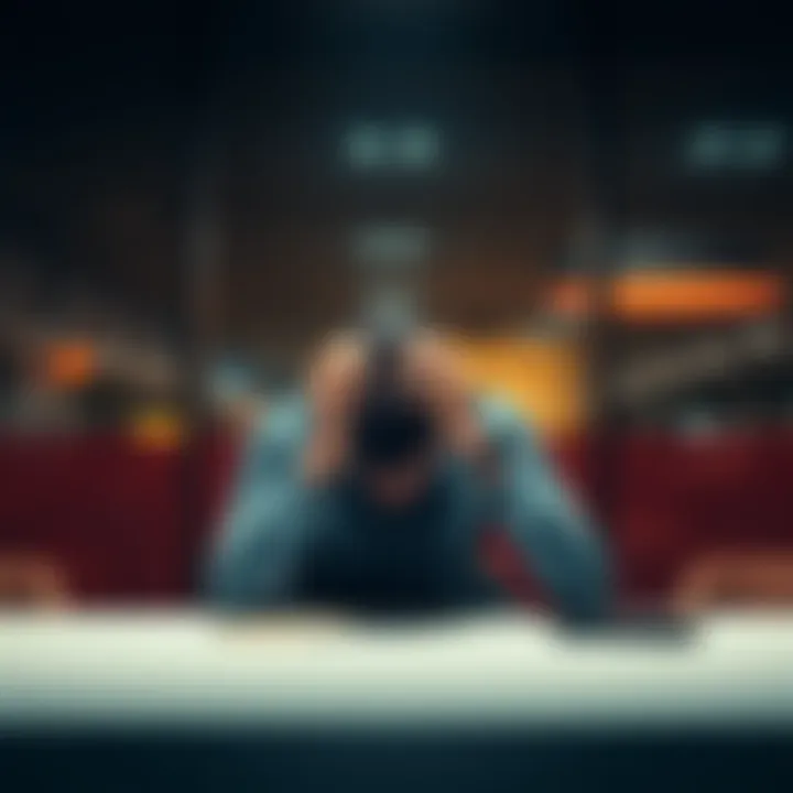 Person sitting alone with head in hands A person looks distressed while sitting alone at a table, reflecting on job loss and financial struggles.