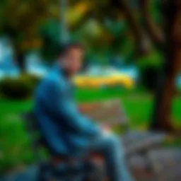 A person sitting on a park bench, looking thoughtful with a hint of doubt on their face, reflecting on their decisions related to Australia.