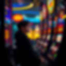 A person sits at a slot machine with a concerned expression, reflecting on their recent lack of winnings after a big win.