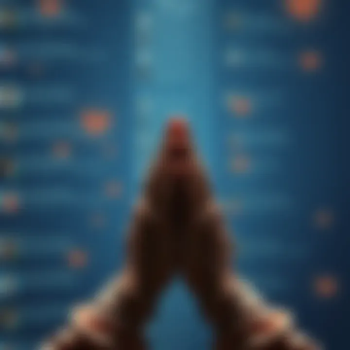 Person Asking for Prayers A person with hands clasped in prayer, surrounded by supportive comments on a user board, with a heartwarming atmosphere, symbolizing community support