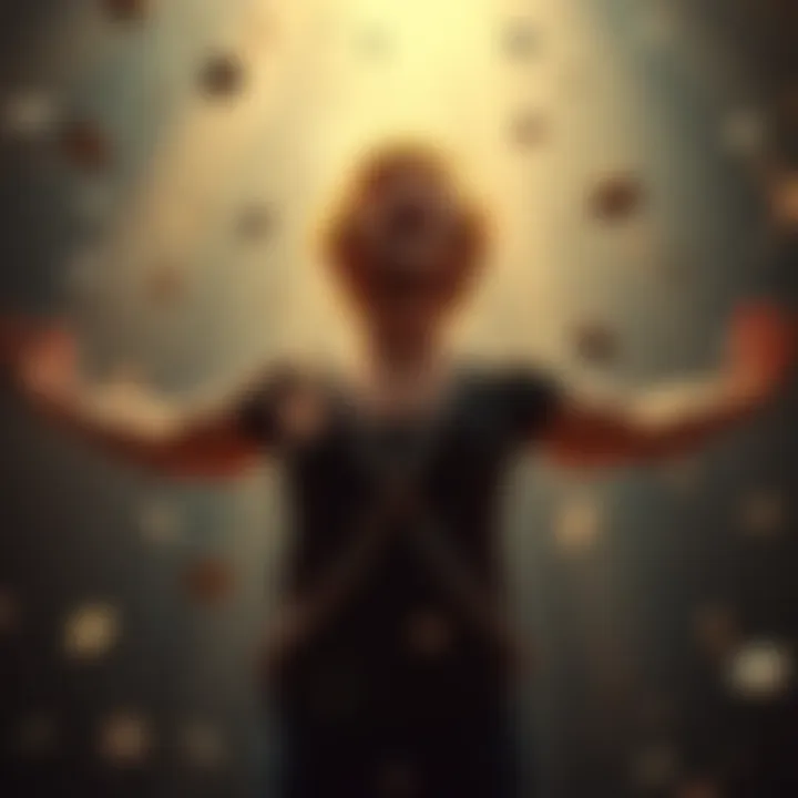 Person Breaking Free from Addiction A person breaking free from chains symbolizing overcoming gambling addiction, with a hopeful expression and open arms, surrounded by light.