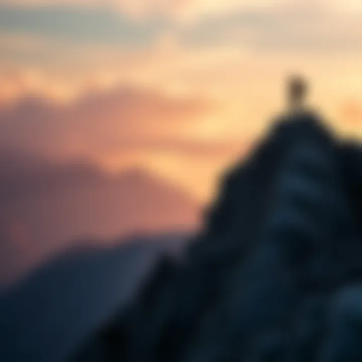 A person confidently climbing a steep mountain, symbolizing overcoming challenges
