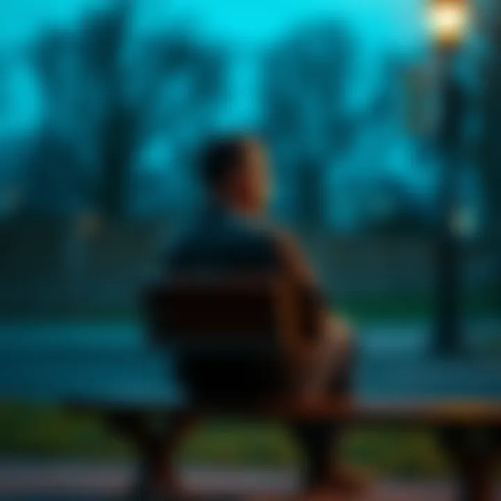 A person sitting on a bench looking thoughtful, with a distant gaze, symbolizing reflection on loss and life's challenges.