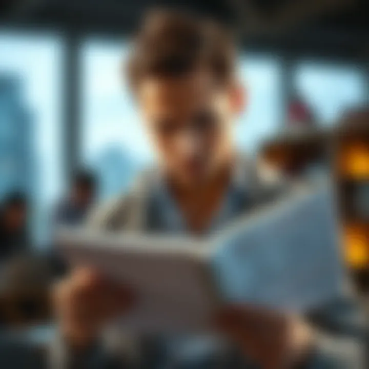 A person looking down, expressing disappointment while holding a notebook filled with plans for improvement